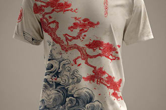 make a japanese t shirt illustration