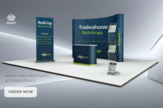 design signage roll up banner design, backdrop, and event trade show banner