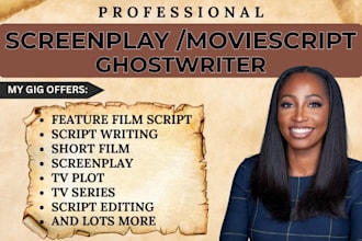 write screenplay, screenwriting, movie script writing, feature film script