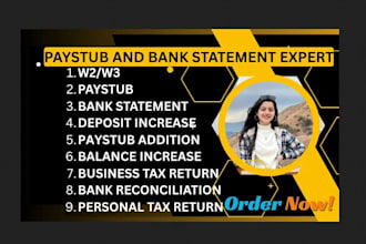 make paystub, w2, w3, w4, check stubs, paycheck and bank reconciliation for you