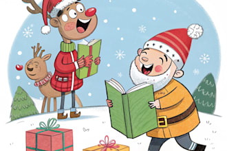 illustration christmas book holiday funny cartoon caricature