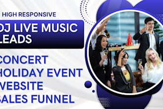 generate dj and live music lead for concert and holiday event website