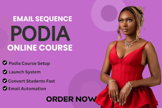setup podia online course, email sequence system