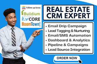 setup real estate crm lead automation follow up boss kvcore boomtown buildium