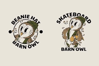 create amazing vintage bird owl logo and cartoon style