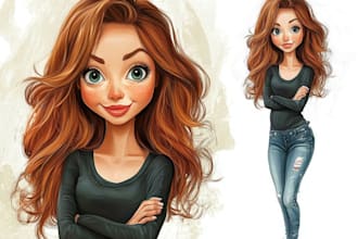 draw funny cartoon character, caricature, portrait