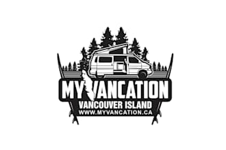 design unique trendy camper van rental company logo