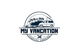design modern trendy camper van rental company logo