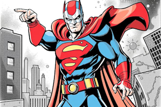 draw you dc or marvel style comic book and superhero