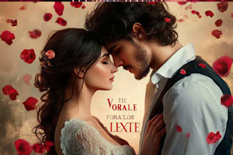 illustrate retro romantic semi realistic couple cover