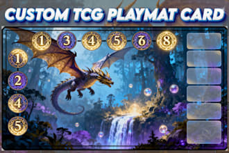 design tcg playmat, custom mtg, artwork for magic, yugioh, pokemon, anime style