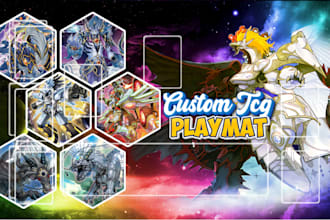 design tcg playmat, custom mtg, artwork for magic, yugioh, pokemon, anime style