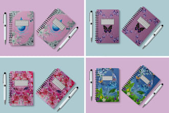 create notebook, journal, planner, cover and pages design for kdp