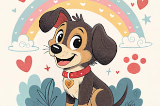 create a cute disney style pet portrait