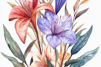 draw botanical illustrations of flowers, plants and fruits