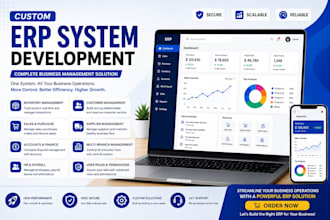 develop custom erp, CRM, saas and business management software