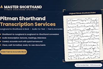 do pitman shorthand and longhand transcription
