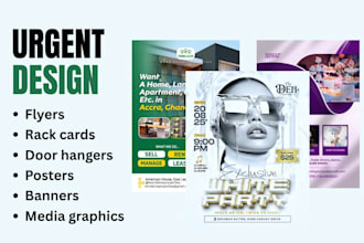 urgent flyer design, rack cards, door hangers, marketing material and banner