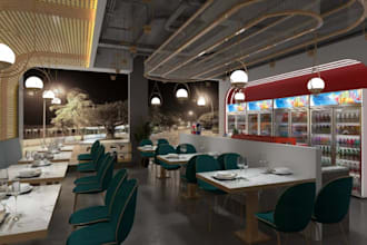 redesign 3d restaurant interior,furniture layout, bar, cafe design,v ray render