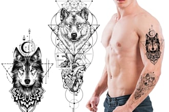 design unique geometric tattoo, monoline logo in 1 day