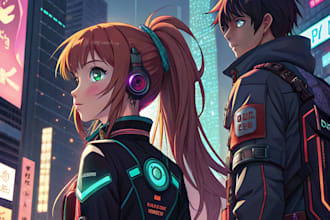 design anime character , cyberpunk character