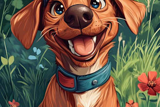 draw disney pets portrait illustration in disney style
