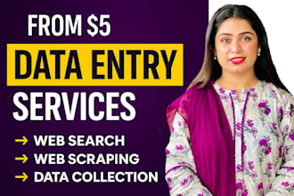 do data entry, web scraping, data collection in low price