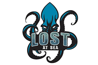 make awesome pirate themed drinking logo for lost at sea