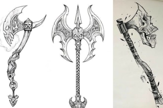 draw any concept, model props, objects or weapons