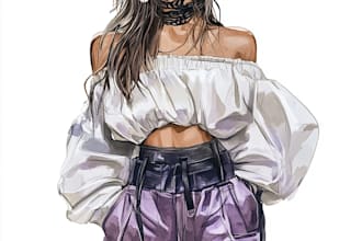 draw a fashion or editorial illustration, sketch, concept