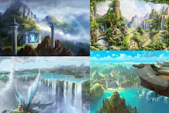 create fantasy environment landscape 3d game world  stylized environment scifi