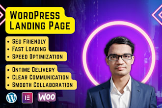 build a professional wordpress landing page, homepage design with elementor pro