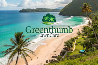 design beach landscape and lawncare logo