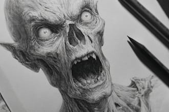 drawing zombie monster horror characters in my own style