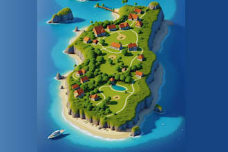 do fantasy map illustration city map design 3d isometric cartography world map