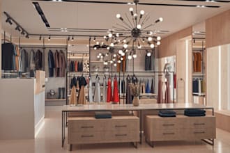 restyling fashion store design,retail interior,display layout,boutique rendering