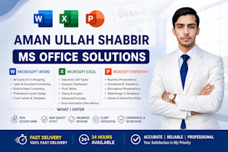 do professional ms excel, word, and powerpoint tasks