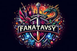 design medieval fantasy game, rpg, mmo game logo