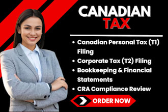 prepare and file canadian taxes, personal tax t1, corporation tax t2