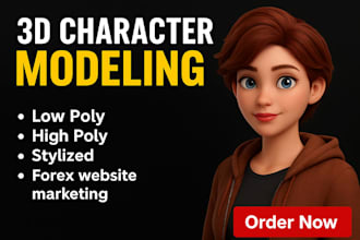 do 3d character model, low poly character, high poly character, 3d game art