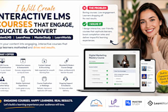 create interactive lms course for talentlms, learnpress, masterstudy, learnworld