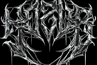 design a chrome metallic 3d metal logo for your band