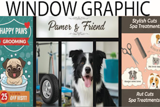 create amazing window graphic, window decals, shop front wrap