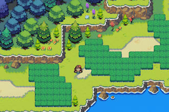 design pixel art top down tileset as tile artist, sprite sheet, 2d game art