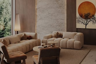 design luxury, modern living room interior with realistic 3d render