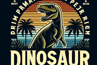design  premium vintage dinosaur logo t shirt design