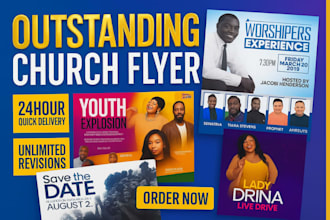design creative church flyer design, events and worship nights flyers in 6 hrs