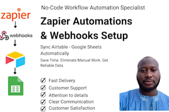 setup zapier automation webhook to sync airtable googlesheet
