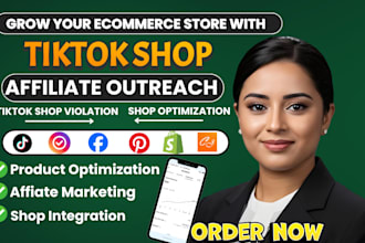 setup, fix tiktok shop, tiktok affiliate outreach, remove tiktok shop violation