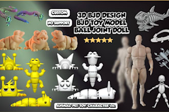 3d articulated model, 3d bjd model, bjd toy design, 3d flexi model, 3d bjd doll